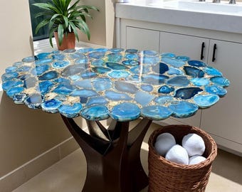 Agate Stone Table Top | Custom Coffee, Accent or Dining Table | Gemstone Furniture