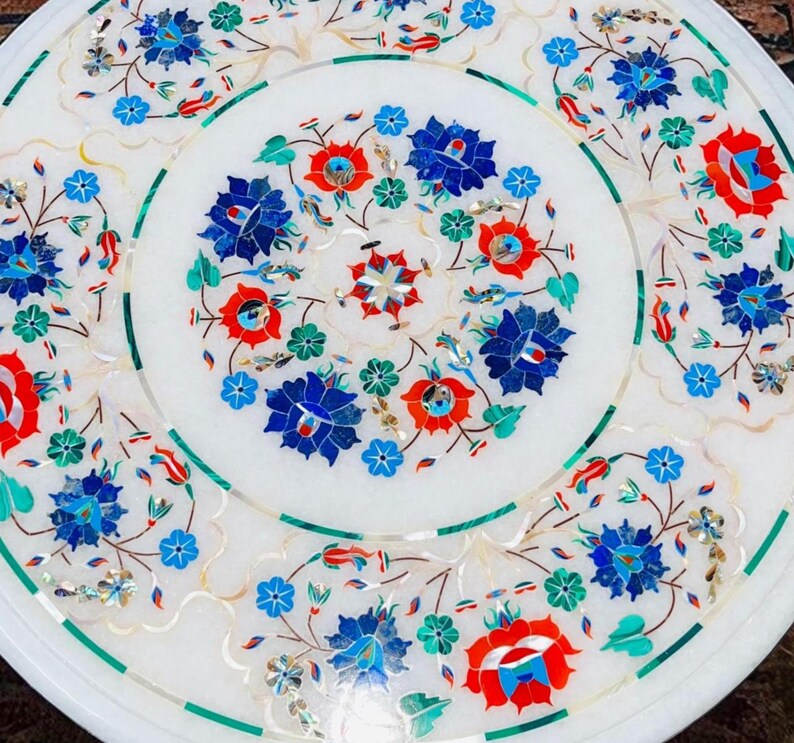 multi precious stone inlay arts table