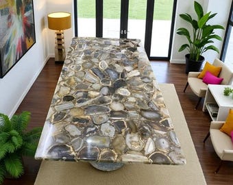 Agate Stone Table Top | Custom Coffee, Accent or Dining Table | Gemstone Furniture