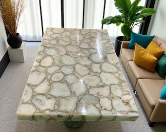 Agate Stone Table Top | Custom Coffee, Accent or Dining Table | Gemstone Furniture