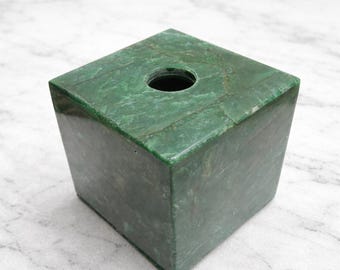 Pudełko na chusteczki z zielonego agatu awenturynu, ręcznie robiony pojemnik na chusteczki z kamienia, luksusowy wystrój łazienki i domu