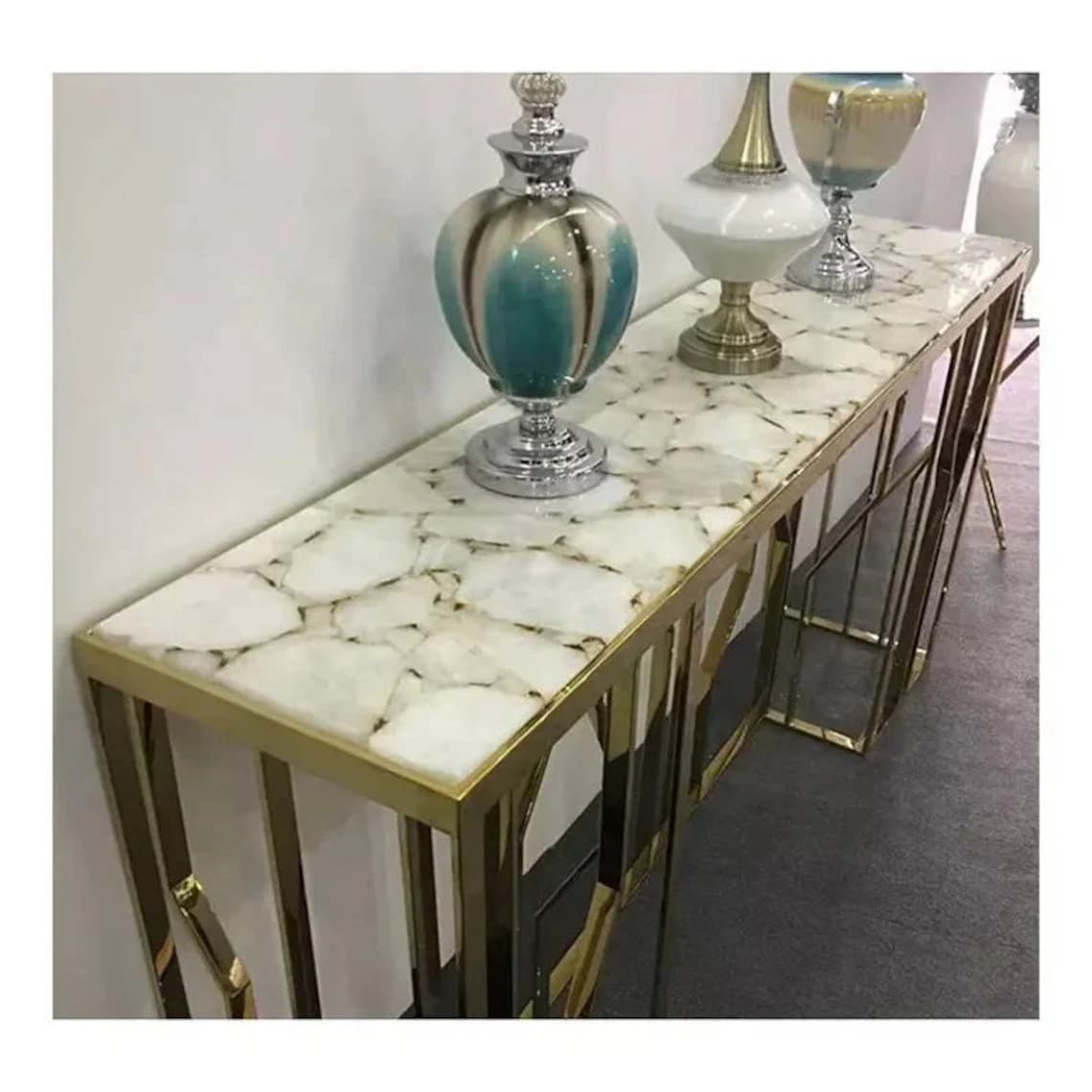 White Agate Dining Table Agate Stone Table Top Crystal Etsy