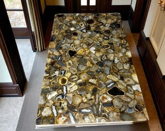 Agate Stone Table Top | Custom Coffee, Accent or Dining Table | Gemstone Furniture