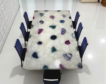 Agate Stone Table Top | Custom Coffee, Accent or Dining Table | Gemstone Furniture