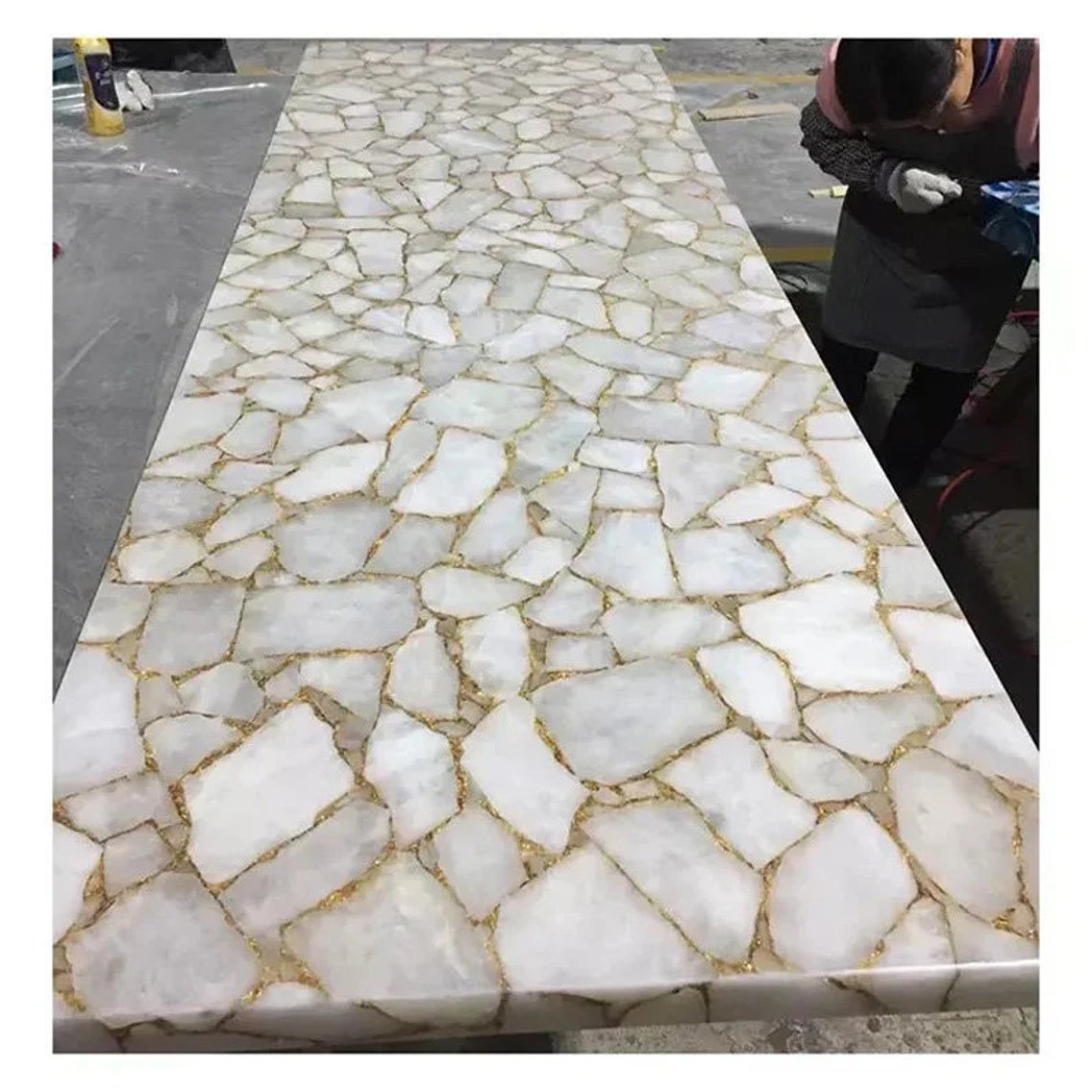White Agate Dining Table Agate Stone Table Top Crystal Etsy