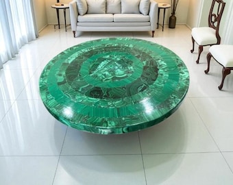 Handgemaakt tafelblad van malachiet: luxe groene edelsteendecor