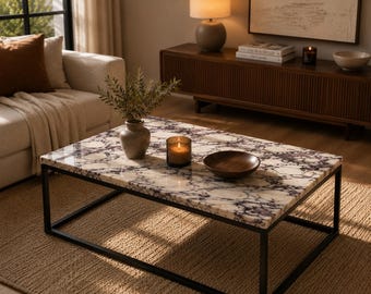 Calacatta Viola Marble Dining Table | Italian Handmade Modern Living Room Furniture