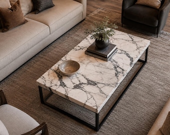 Couchtisch aus Calacatta Viola Marmor, Beistelltisch aus Naturstein, luxuriöse Bartheke, moderne italienische Möbeldekoration