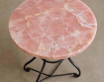 Pink Rose Quartz Coffee Table Handmade Crystal Gemstone Table Luxury Living Room Furniture Natural Modern Home Decor