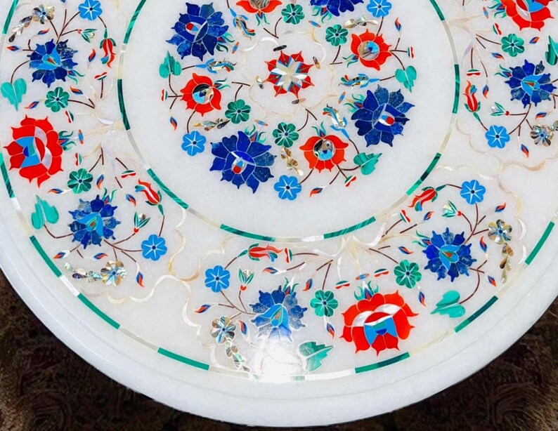 marble inlay floral arts table