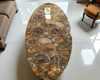 Agate Stone Table Top | Custom Coffee, Accent or Dining Table | Gemstone Furniture