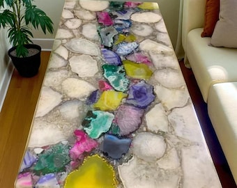 Agate Stone Table Top | Custom Coffee, Accent or Dining Table | Gemstone Furniture