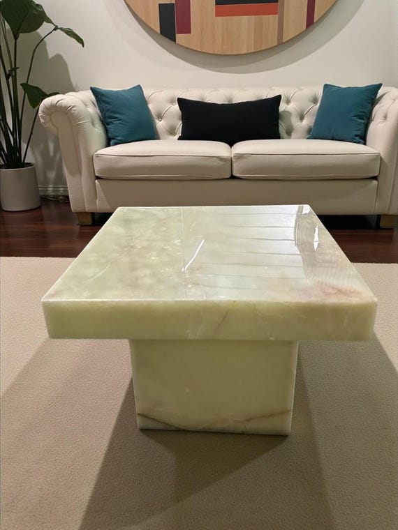 Handmade Onyx Coffee Table – Modern Plinth Accent Stand