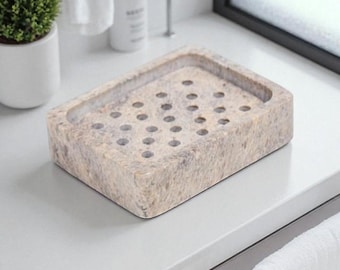Soapstone Soap Dish: Handmade Rustic Marble Bathroom Decor