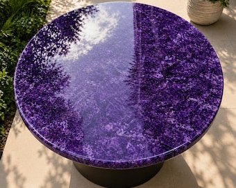 Amethyst Stone Coffee Table Handmade Crystal Healing Gemstone Natural Stone Furniture for Living Room Decor