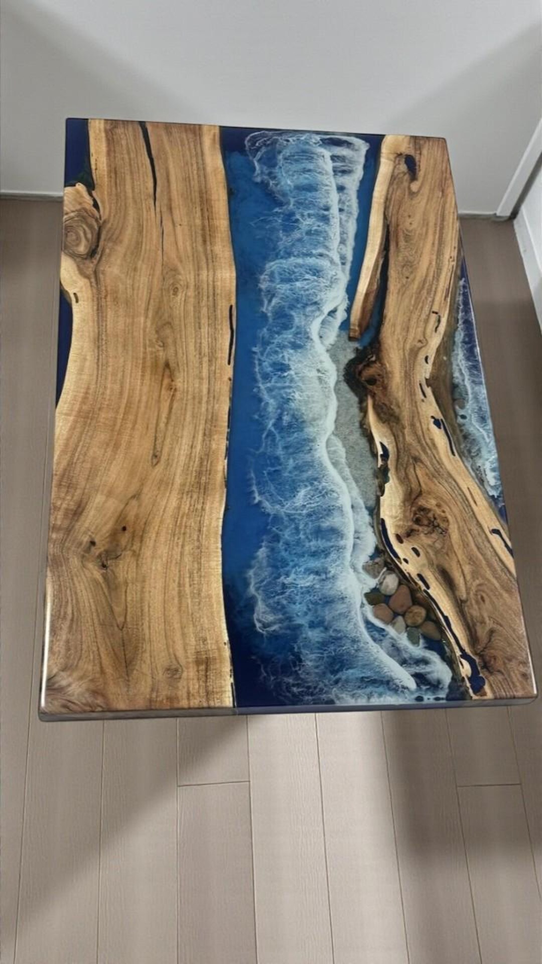 Handmade Acacia Live Edge Epoxy Resin Table: Ocean Wave Design - Etsy