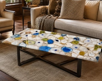 Agate Stone Table Top | Custom Coffee, Accent or Dining Table | Gemstone Furniture