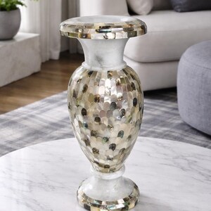Mother of Pearl Mosaic Vase – Luxury Shell Inlay Decorative Flower Vase, Modern Home & Living Room Decor