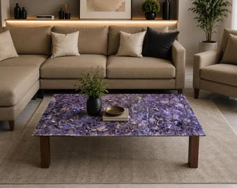 Purple Amethyst Stone Dining Table Handmade Crystal Gemstone Furniture Natural  Modern Home Decor