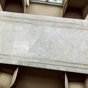 Handmade White Quartz Table Top: Luxury Dining, Kitchen, or Garden