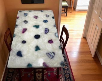 Agate Stone Table Top | Custom Coffee, Accent or Dining Table | Gemstone Furniture