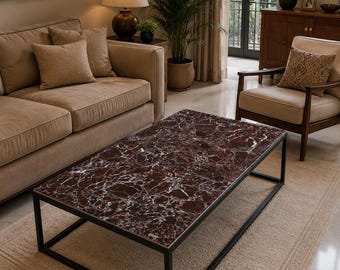 Rosso Levanto Marble Dining Table Handcrafted Italian Stone Furniture for Contemporary Interiors