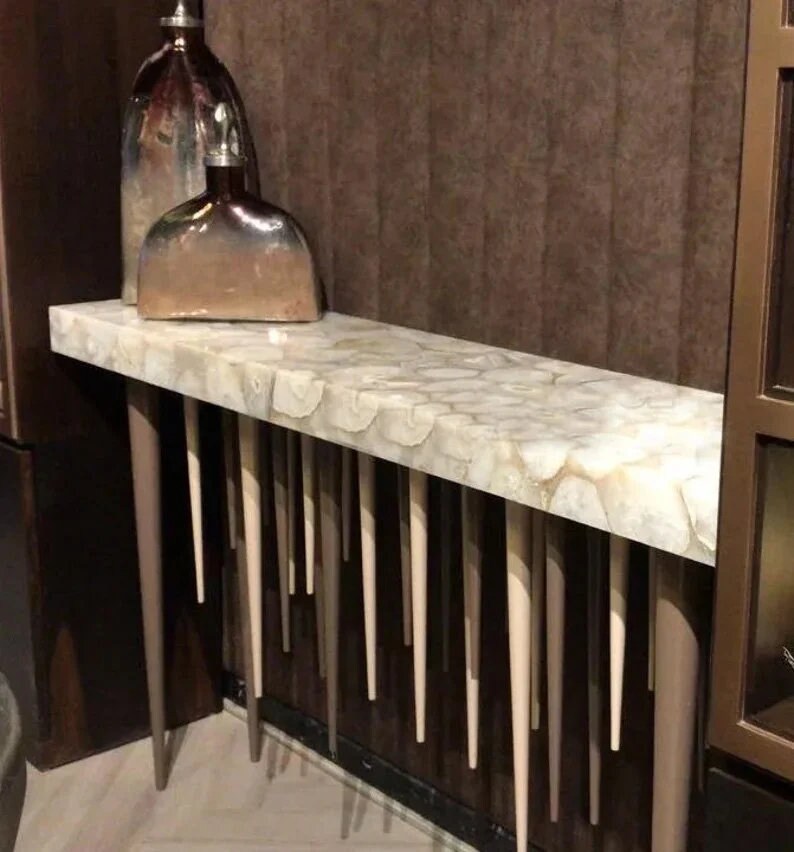 White Agate Dining Table Agate Stone Table Top Crystal Etsy