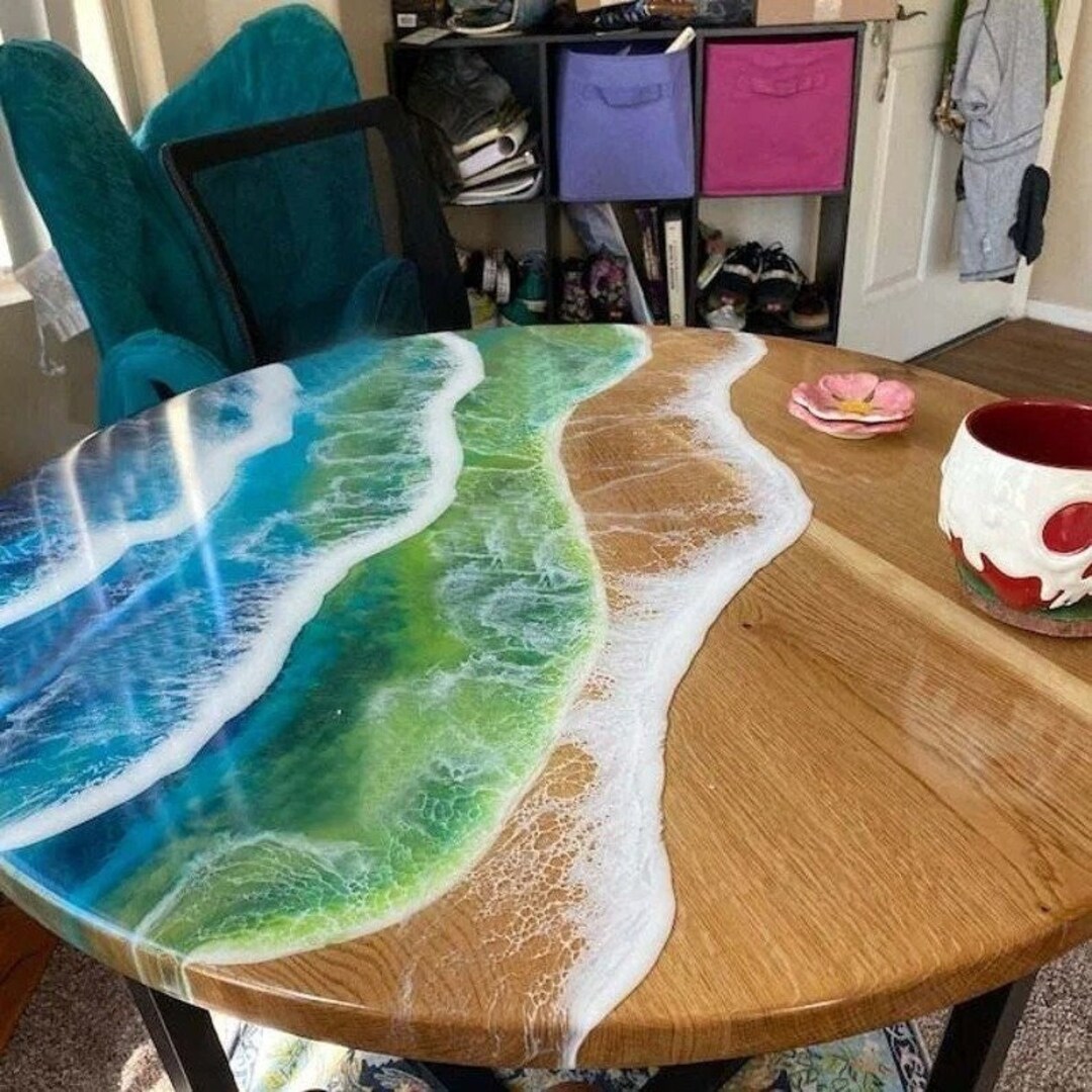 Ocean Wave River Epoxy Coffee Table Dinning Table Acacia Etsy