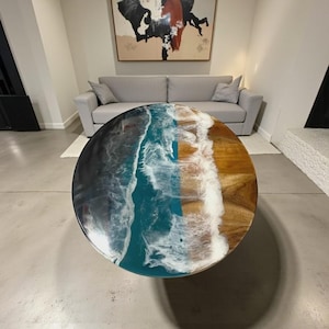 blue epoxy resin center sofa coffee table natural handmade acacia wooden live edge hallway decors