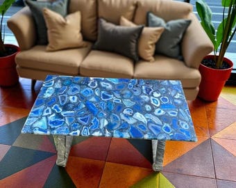 Agate Stone Table Top | Custom Coffee, Accent or Dining Table | Gemstone Furniture
