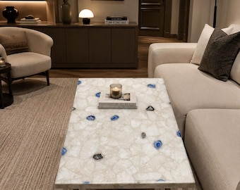 Agate Stone Table Top | Custom Coffee, Accent or Dining Table | Gemstone Furniture