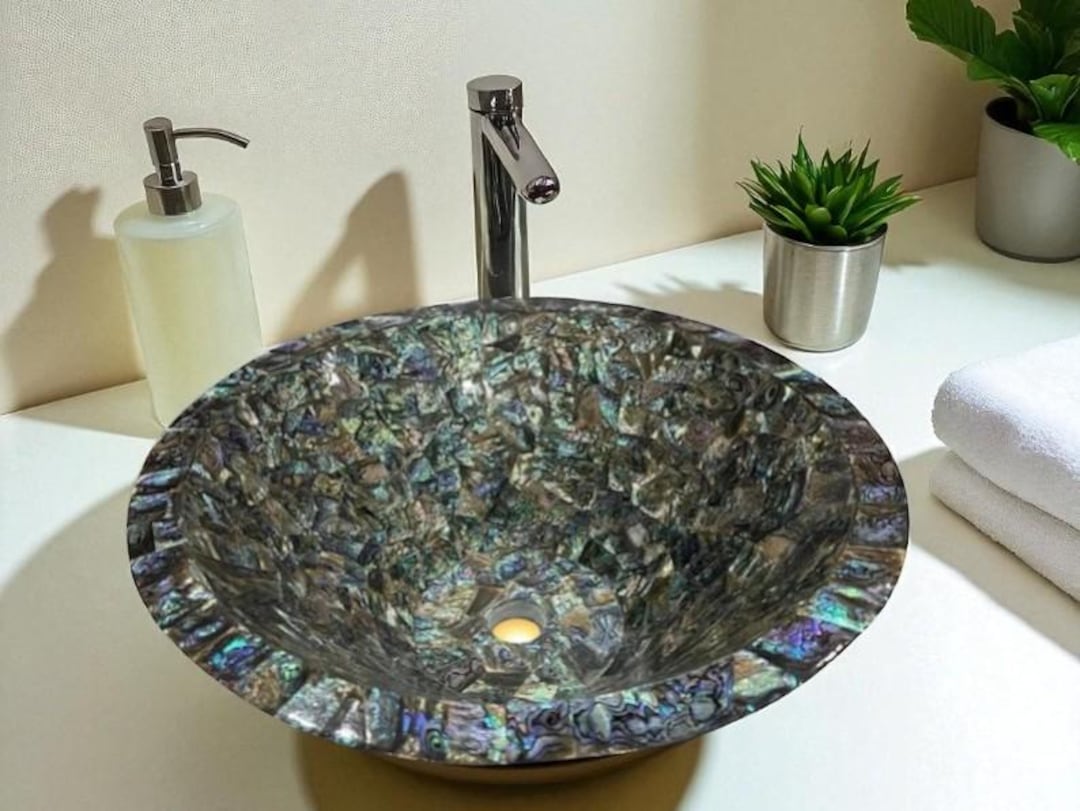 Shell Like Sink Handmade Abalone Shell Stone Sink: Gemstone Bathroom Vanity Vessel - Etsy