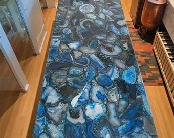 Tablero de mesa de ágata azul hecho a mano: muebles modernos de lujo
