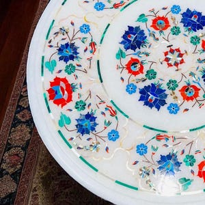 round marble inlay stone top coffee table hallway interior decors