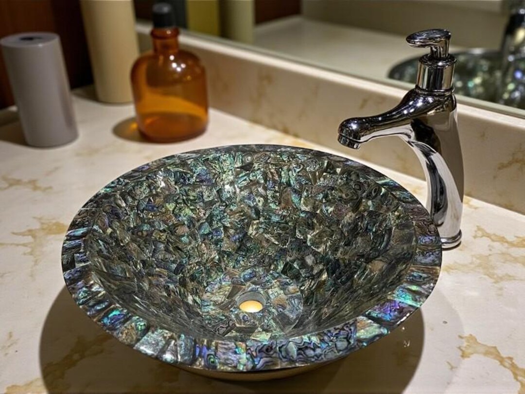 Shell Like Sink Handmade Abalone Shell Stone Sink: Modern Bath Basin Vanity Decor - Etsy