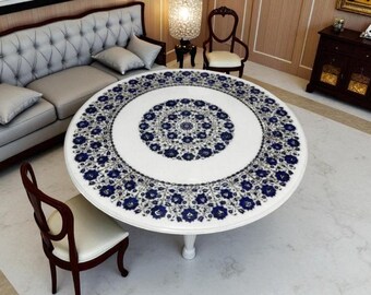 Floral Marquetry Marble Coffee Table: Handmade Pietra Dura Art