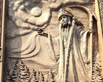 Slavic mythology goddess Morana Pagan wood carving wall art home decor
