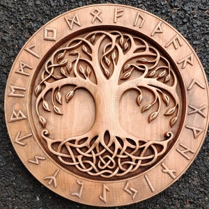 Yggdrasil - the mighty tree of life norse mythology odin vallhala woodcarving pagan heathen asartu celtic wall hanging vikings runes
