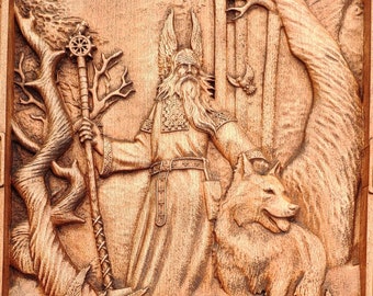 Slavic god Belobog Slavic mythology Pagan wood carving wall art home decor