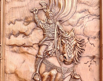 Perun - the god of thunder and lighting slavic mythology wall art  Pagan wood carving heathen  asatru