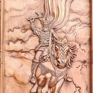 Perun - the god of thunder and lighting slavic mythology wall art  Pagan wood carving heathen  asatru