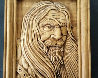 Mighty Odin The All father  Norse god mythology Wotan Vikings Valhalla Asatru  Wood carving Home Decor Wall Hanging pagan