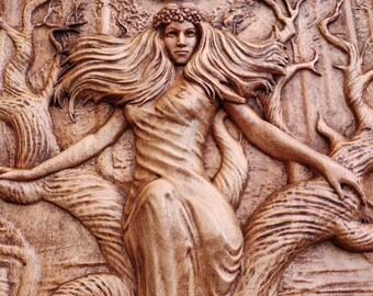 Slavic mythology goddess Morana Pagan wood carving wall art home decor
