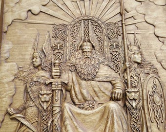 Vikings Norse God Odin Wood carved wall art home decor Valkyrie, valhalla, vikings pagan