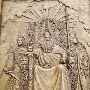 Vikings Norse God Odin Wood carved wall art home decor Valkyrie, valhalla, vikings pagan
