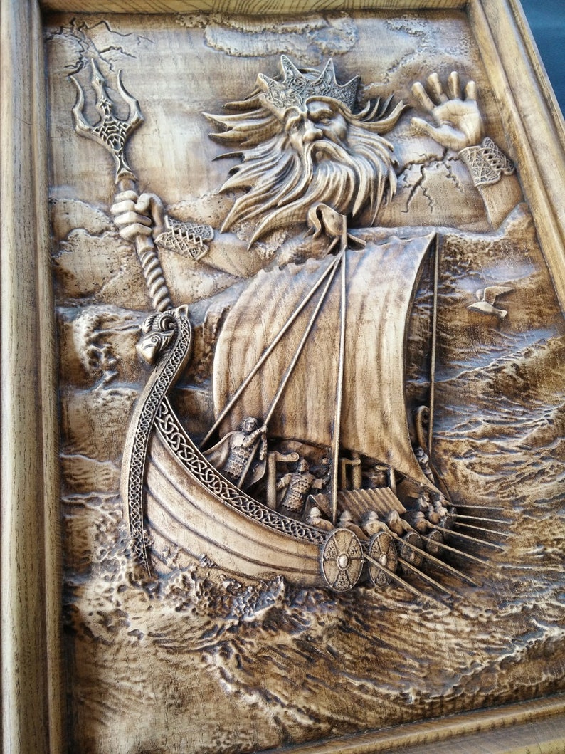 Njord Nj r r Norse God Of Sea And Storms Woodcarving Pagan Etsy
