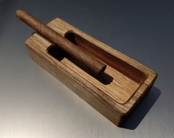 Brown oak Wood Cigar ashtray gift for men lifestyle lounge club
