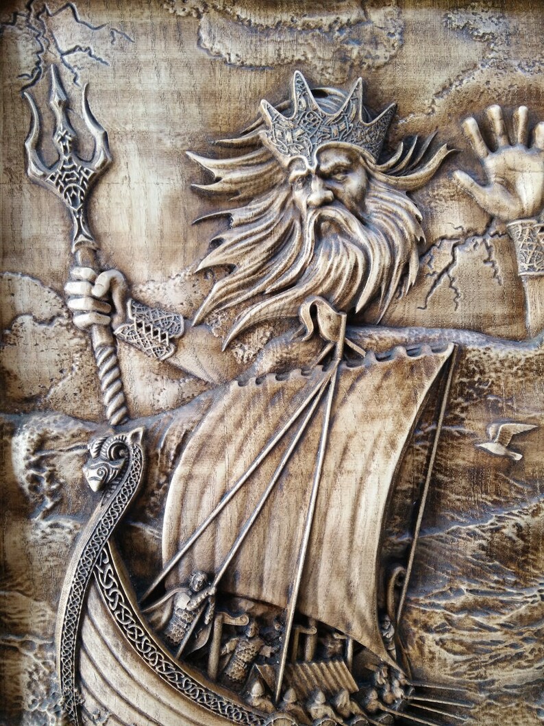 Njord Nj r r Norse God Of Sea And Storms Woodcarving Pagan Etsy