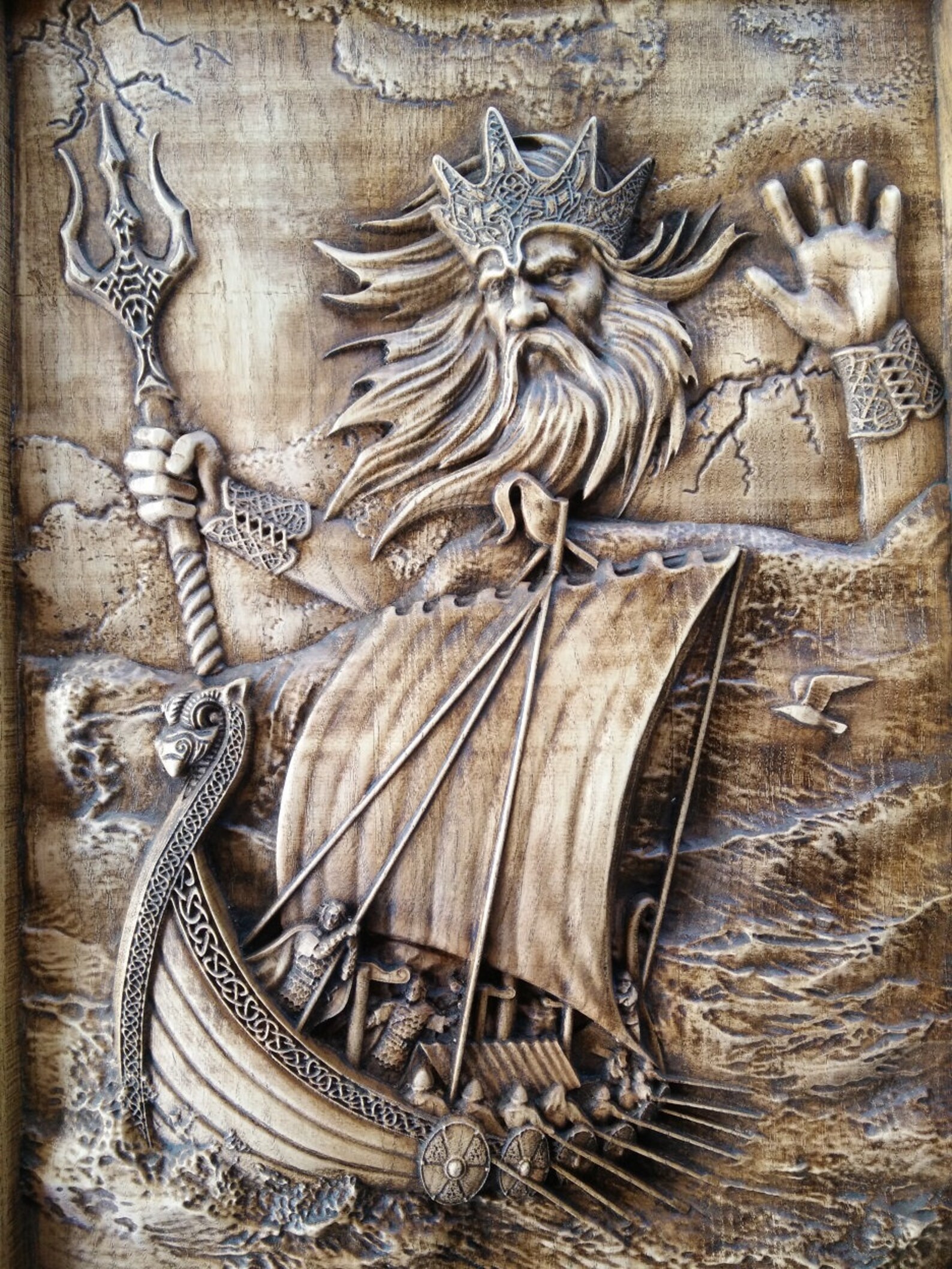 Njord Nj r r Norse God Of Sea And Storms Woodcarving Pagan Etsy