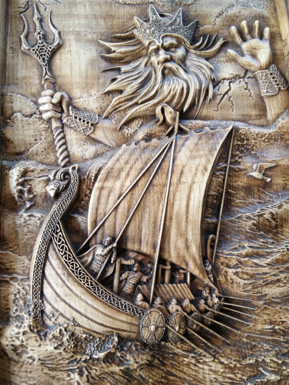 Njord Nj r r Norse God Of Sea And Storms Woodcarving Pagan Etsy
